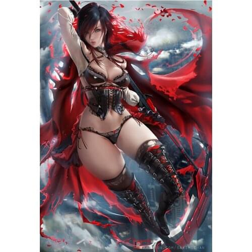 Print Canvas Game Red Death Scythe Sexy Girl Art Poster 40x60 50x70 60x90 Custom Living Room Bedroom Home Decorative Painting