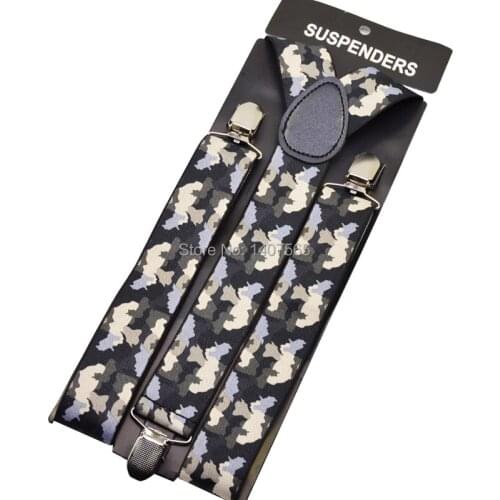 120cm Mens Suspender 3.5cm wide women Big plussize Suspenders 3 Clip-on Y-Back army green camouflage Braces Elastic BY18