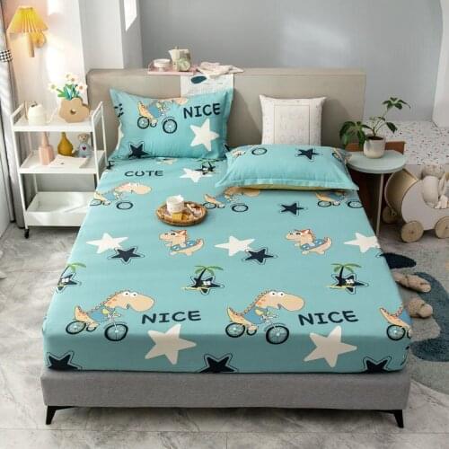 Cartoon Fitted Bed Sheet 1pcs 100% Cotton Printing Bed Mattress Set With Four Corners Protective Bed Cover Elastic Band Sheets