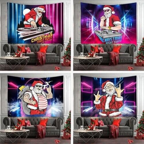 Christmas background cloth cartoon Santa Claus background wall decoration cloth home decoration mural wall tapestry