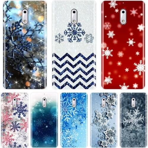 Red Snowflake Christmas Snow Blue Aesthetic Phone Case Silicone For Nokia 8 6 5 3 2 1 Soft Back Cover For Nokia X6 7 Plus Case