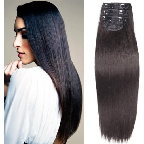 Synthetic Hair Extensions Long Straight 3PCS Clip in on Hair Extensions for Women Girls Natural Blonde Black Fake Hairpiece