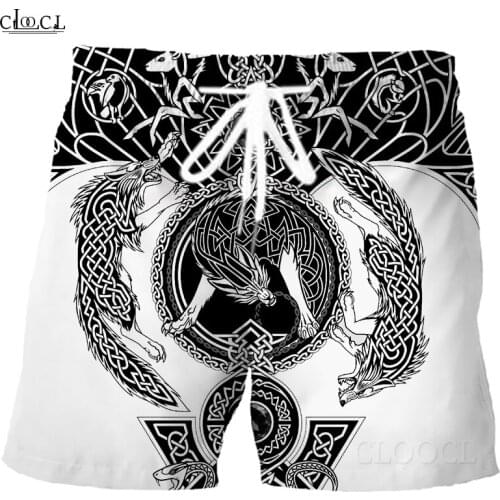 Norse Mythology Viking Tattoo Shorts Men 3D Print Short Homme Fashion Shorts Casual Beach All-match Mens Pants Drop Shipping