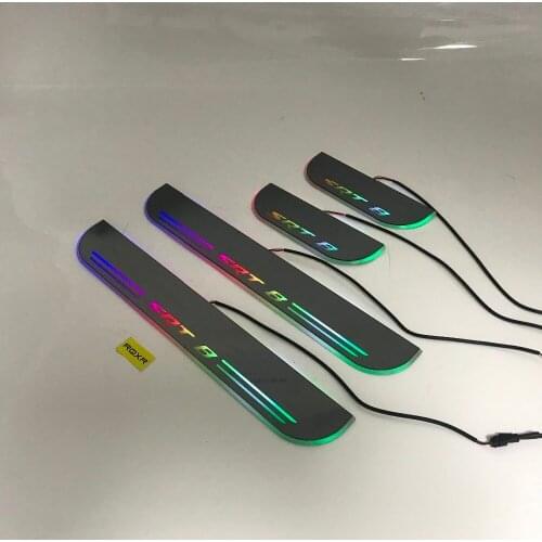 Osmrk led moving door scuff for Jeep grand cherokee srt8 dynamic door sill plate flat lining overlays guards flowing/fixed light