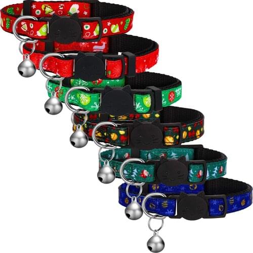 Cat Supplies Christmas Cat Collars with Bell Holiday Pet Gift for Christmas Party Cat Accessories