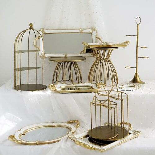 Vintage glass resin tray skirt cake stands wedding cake table decorating party suppliers dessert showcase decorations