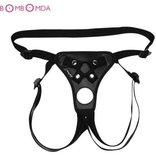 Adult Game Adjustable PU Leather knickers with Strapon Dildo Butt Plug Soft Strap on Dildo intima for Women and Men