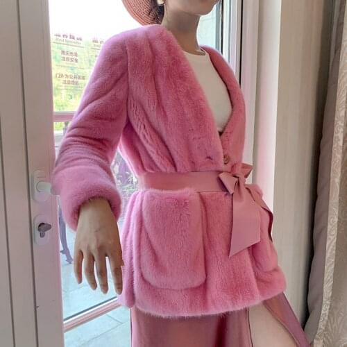 YUKOU Pink Fur Coats