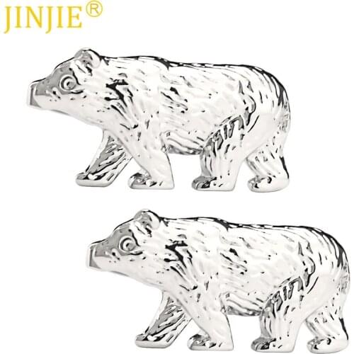 Fun White Steel Animal Bear Cufflinks Smooth Metal Sleeve Nail Mens French Shirt Cuff Button Cufflinks High Quality Groomsman