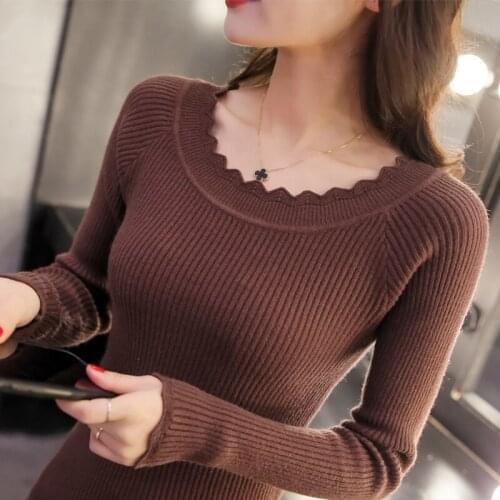 2020 OHCLOTHING morality short pure color round collar ladies blouse with long sleeves in the spring and autumn stretch sweater