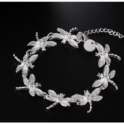 New 925 Silver Complete Dragonfly Chain Bracelet For Feminine Charm Wedding Engagement Fashion Evening Party Jewe