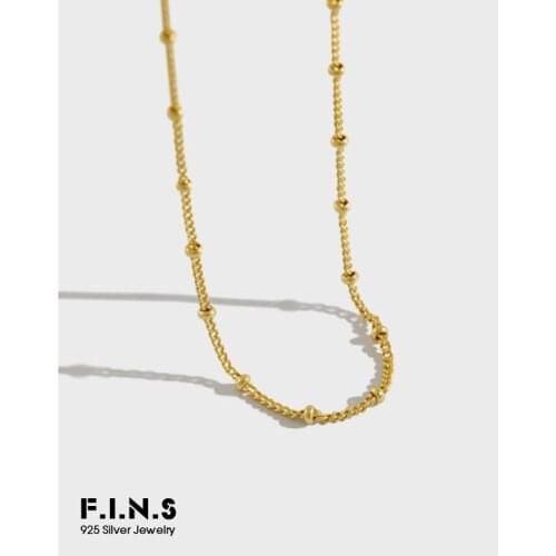 F.I.N.S Hot Sale S925 Sterling Silver Exquisite Round Beads Clavicle Chain Necklace Women Fashion Jewelry Choker Necklace Womem