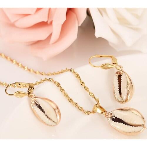 Gold Dubai PNG conch shellvintage dangle Earrings Necklace Jewelry Sets for Women Girls Jewelry Wholesale accessories best gift
