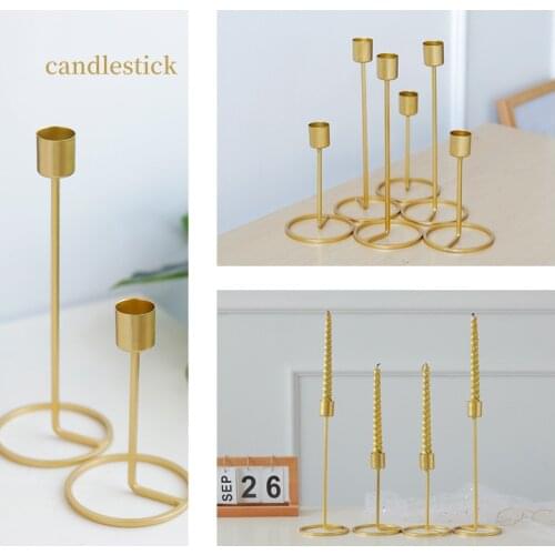 1PC Simple Modern Style Gold Metal Candle Holders Wedding Party Decoration Home Bar Dating Decor Candlestick JL 212