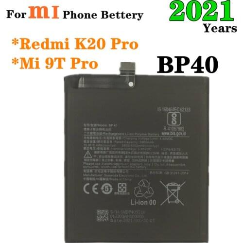 2021 For Xiaomi Redmi K20 Pro / Mi 9T Pro BP40 Battery 4000mAh Rechargeable Lithium Polymer Battery High Quality Bateria