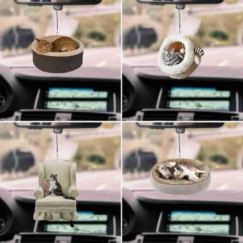 2D Car Pendant Backpack Ornaments Home Wall Hanging Flying Cat Rearview Mirror Cute Decorations Woman Car Interior Accessories