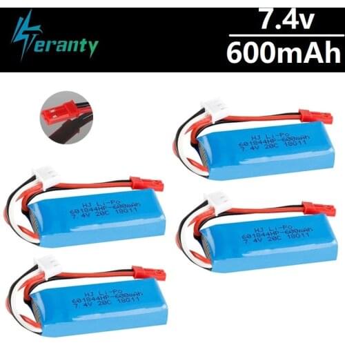 7.4V 600mAh 20C Lipo Battery for WLtoys K969 K979 K989 K999 P929 P939 RC Car Parts 2s 7.4v Battery 4pcs/lots