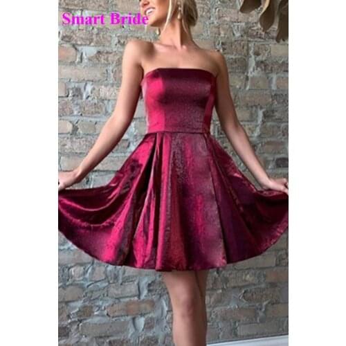 Glitter Short Prom Dresses for Junior 2020 Strapless A Line Sparkly Ball Gowns with Pockets Cocktail Party Homecoming Dress VS30