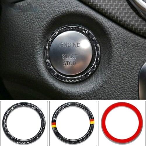 BOOMBLOCK Car Engine Start Stop Ignition Key Circle Decoration Cover Carbon Fiber For Mercedes Benz New C E Class W205 W213 GLC