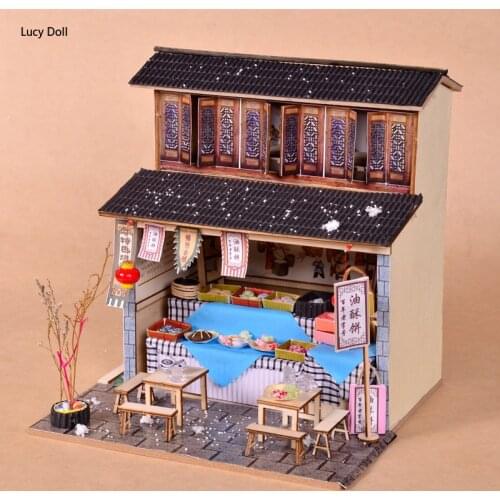 DIY DIY House Chinese Ancient Architecture Handmade Mini Wooden House With Lamp Assembly Model Creative Gift