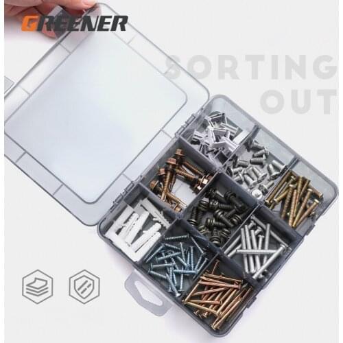 Greener Plastic Storage Boxes Slots Adjustable Packaging Transparent Tool Case Screw Craft Organizer Box Jewelry Accessories