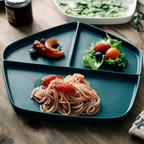 Geometric Three Grid Plate Nordic Style 8 Inch Irregular Rice Plate Household Snack Plate Creative Art Simple Tableware Supplies