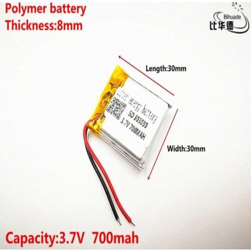 Good Qulity 3.7V,700mAH,803030 Polymer lithium ion / Li-ion battery for TOY,POWER BANK,GPS,mp3,mp4