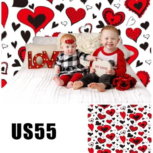 HUAYI Photography Backdrop Valentines Day Love Painted Hearts Photobooth Background Newborns Baby Child Studio Backdrops US-55