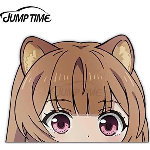 JumpTime 13 x 11.8 cm Raphtalia The Rising of The Shield Hero Peeker Big Head Windshield Car Stickers Cartoon Bumper Car Styling