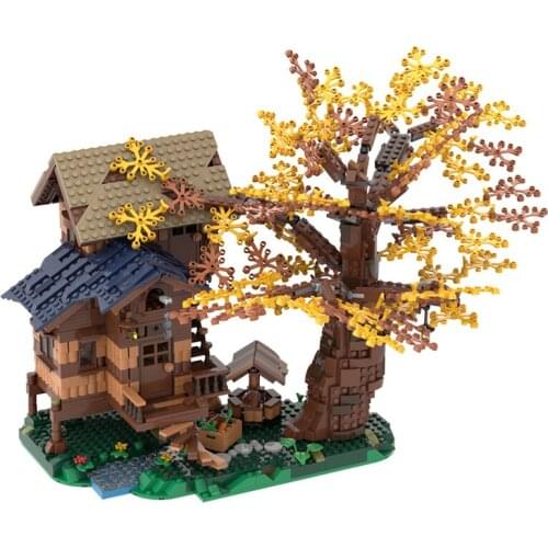 MOC Outdoor House Model Building Blocks Villa Architecture DIY Assembly Particle Bricks Forest Tree Toy For Children Kids Gifts