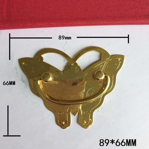 Brass Butterfly Pattern Drawer Cabinet Desk Box Door Pull Handle Knob Furniture Hardware,Yellow Color,89*66mm,1PC