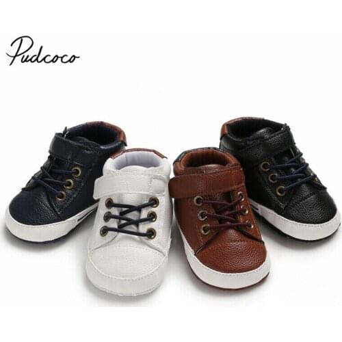 Pudcoco Newborn Baby Boy Girl Soft Sole Leather Crib Shoes Solid Causal Hook 0-18M Toddler Shoes Sport Walkers