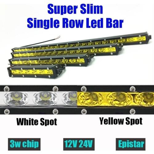 18w 36w 54w 72w 90w Single Row White Yellow Led Light Bar Offroad Work Driving Lamp Spot Foglight Fog Bulb Off Road Auto 12V 24V