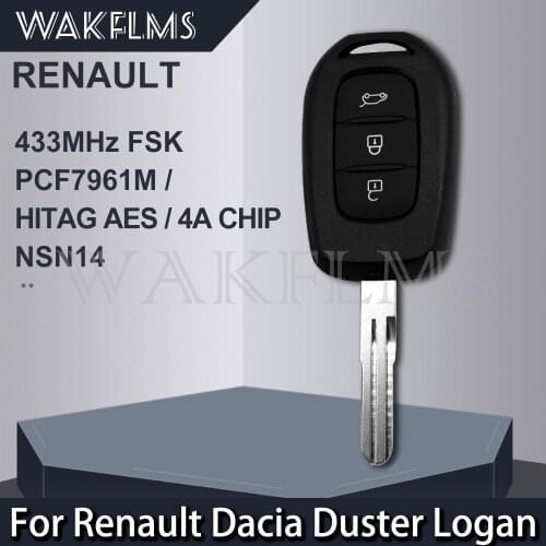 PCF7961M NSN14 Remote Car Key Fob for Renault Symbol Trafic Dacia Duster Logan Sandero 2012 2013 2014 2015 2016 2017 2018