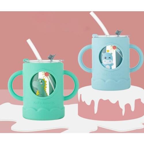 3 Color 250ML Sippy Cup Double-handle Anti-scalding Portable Baby Straw Cup for Household