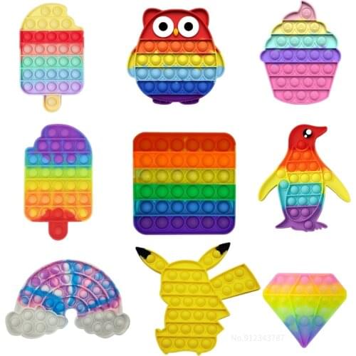 Rainbow Fidget Stress Relief Squeeze Toys For Kid Squishy Sensory Anti Stress Game Hand Simple Dimple Fidget Relax Toy 2021