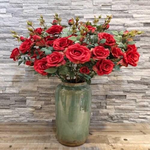 Romantic Rose Artificial Flower DIY Red White Silk Fake Flower for Party Home Wedding Decoration Valentines Day