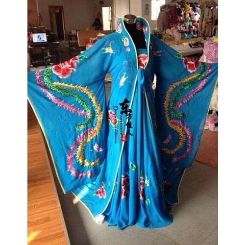 Blue Tang Costume Drunk Princess Performance Stage Costume Li Yugang Cross-gender Full Embroidery with approx 2 meter tail