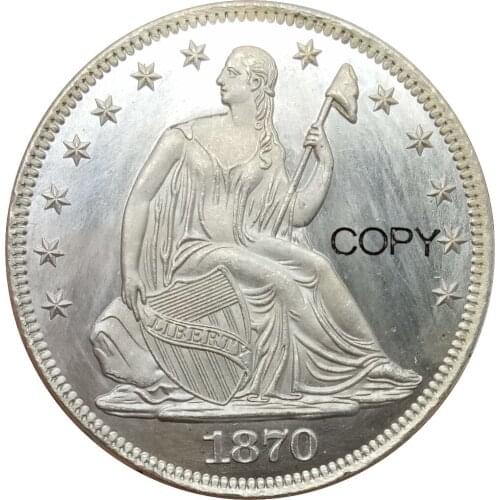 United States Liberty Seated Half Dollars Motto Above Eagle 1870 Brass Plated Silver Copy Coins