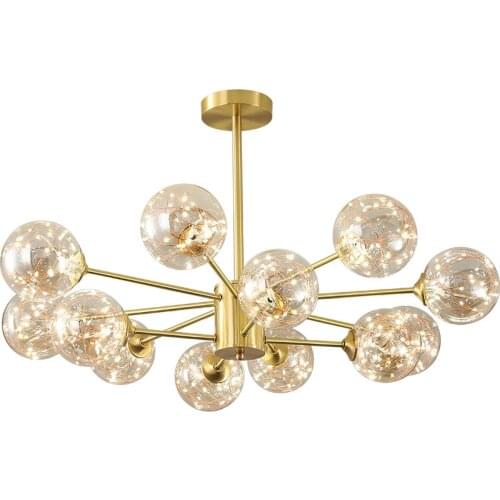 Modern Golden Metal 16-head Living Room Chandelier Nordic Warm White Light Starry DiningRoom Bedroom Restaurant LED Pendant Lamp