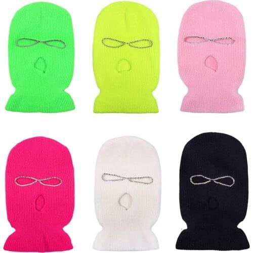 Rhinestone Paste Balaclava Party Hip Hop Mask Hat Keep Warm Cover Mask Halloween Caps For Motorcycle Bicycle Ski Cycling Beanies