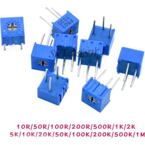 10pcs 3362P Trimpo Trimmer Potentiometer 101 201 501 102 202 502 103 203 503 104 204 504 105 3362 500R 1K 2K 5K 10K 20K 50K 100K