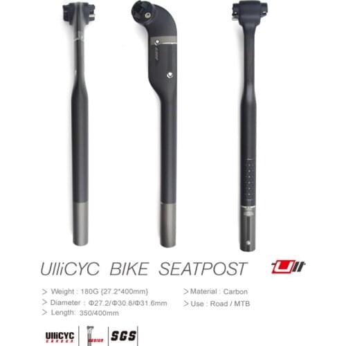 Ullicyc Mountain Bike Breaking Wind Seatpost 3K Full Carbon Fibre Bike Seatpost 27.2/30.8/31.6*350-400mm Offset 5/25degree