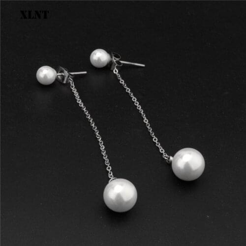 XLNT 2019 New Korean Simulated Pearl Metal Long Tassel Drop Earrings Sweety Jewelry For Women Pendientes Gift