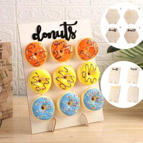 1pcs Wooden DIY Wall Display alzatine per dolci Craft Donut Stand soporte donuts Candy dessert stand Wedding Decoration Supplies