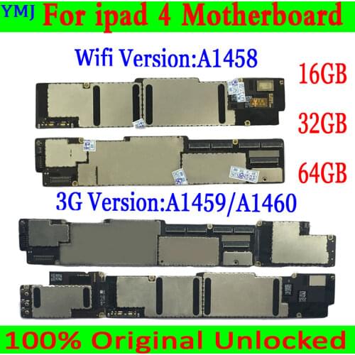 Original Wifi/Cellular 3G Version For iPad 4 Motherboard Unlocked For iPad 4 Logic Board 16gb /32gb /64gb With Full Chips Plate
