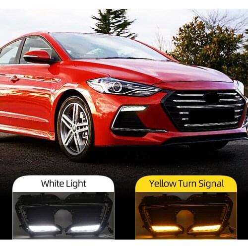 2PCS Car LED DRL Day Light for Hyundai Elantra Sport 2017 2018 Daytime Running Light Fog Lamp with Turn Signal lamp