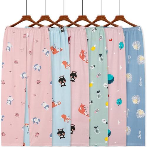 Spring Womens Pajamas Thick Style Home Pants Pure Cotton Loose and Comfortable Cartoon 2021 New