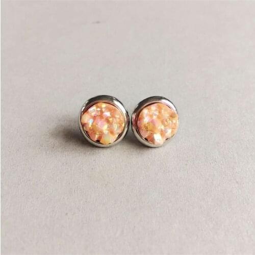 5 Colors Pave Puddle Round Stud Earrings Fashion Quartz Stone Earings Alloy Plated Cute Brand Jewelry For Women