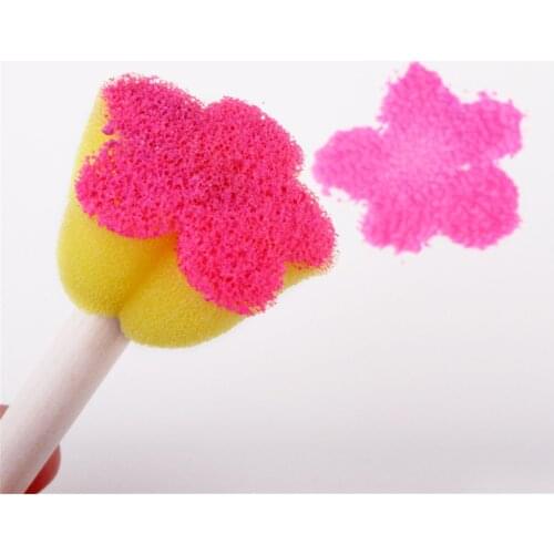 5pcs Paint Educational Art and Craft Creativity Boys GirlsToddler Sponge Stamp Brush Kits Flower Drawing Toys for Children J0496